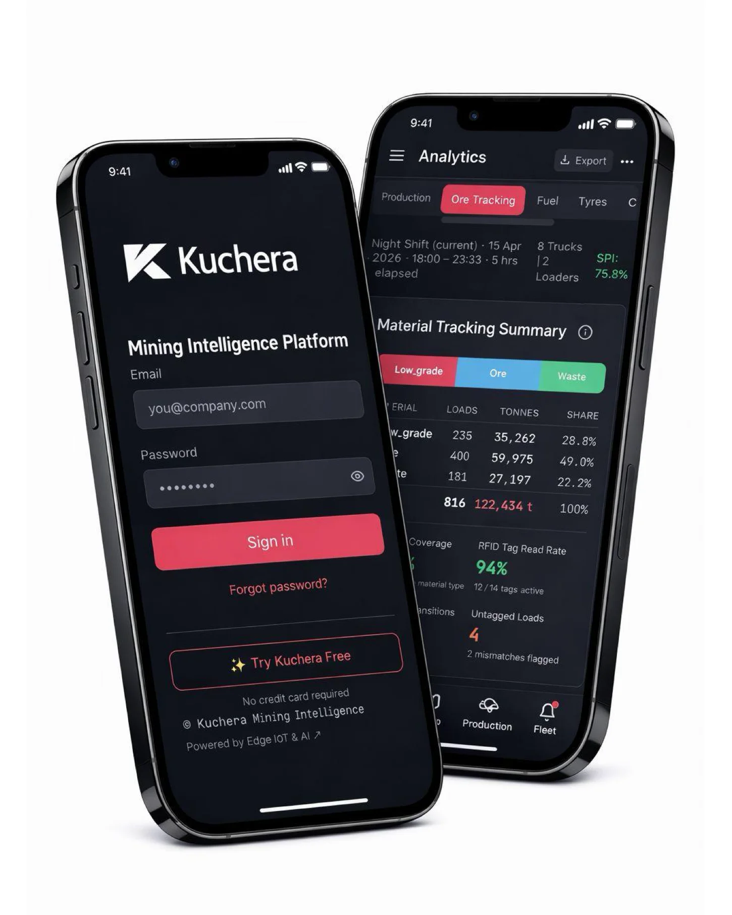 Kuchera app shown on two mobile devices