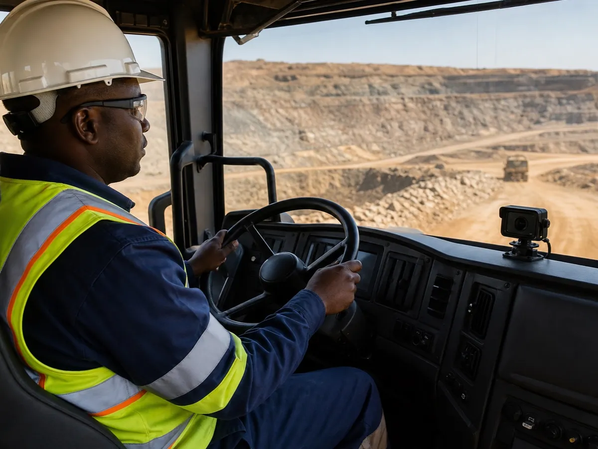 Driver monitoring camera inside a mine vehicle