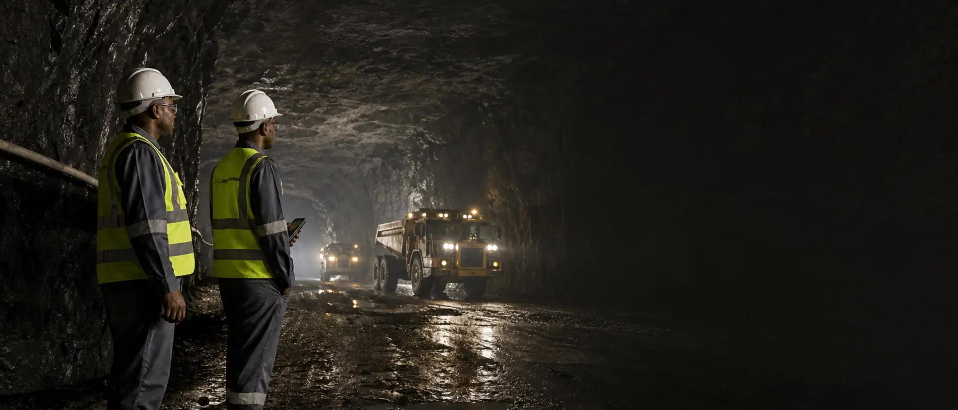 Connected mining team reviewing operational intelligence